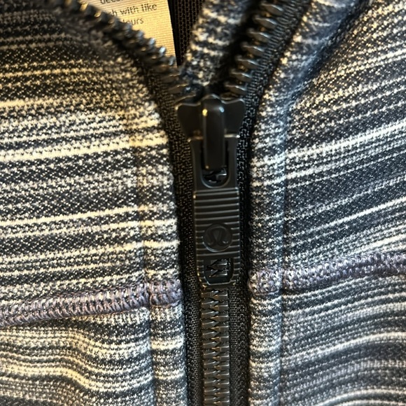 Like New! Lululemon Zip Up Performance Jacket, Black Striped - Picture 4 of 7